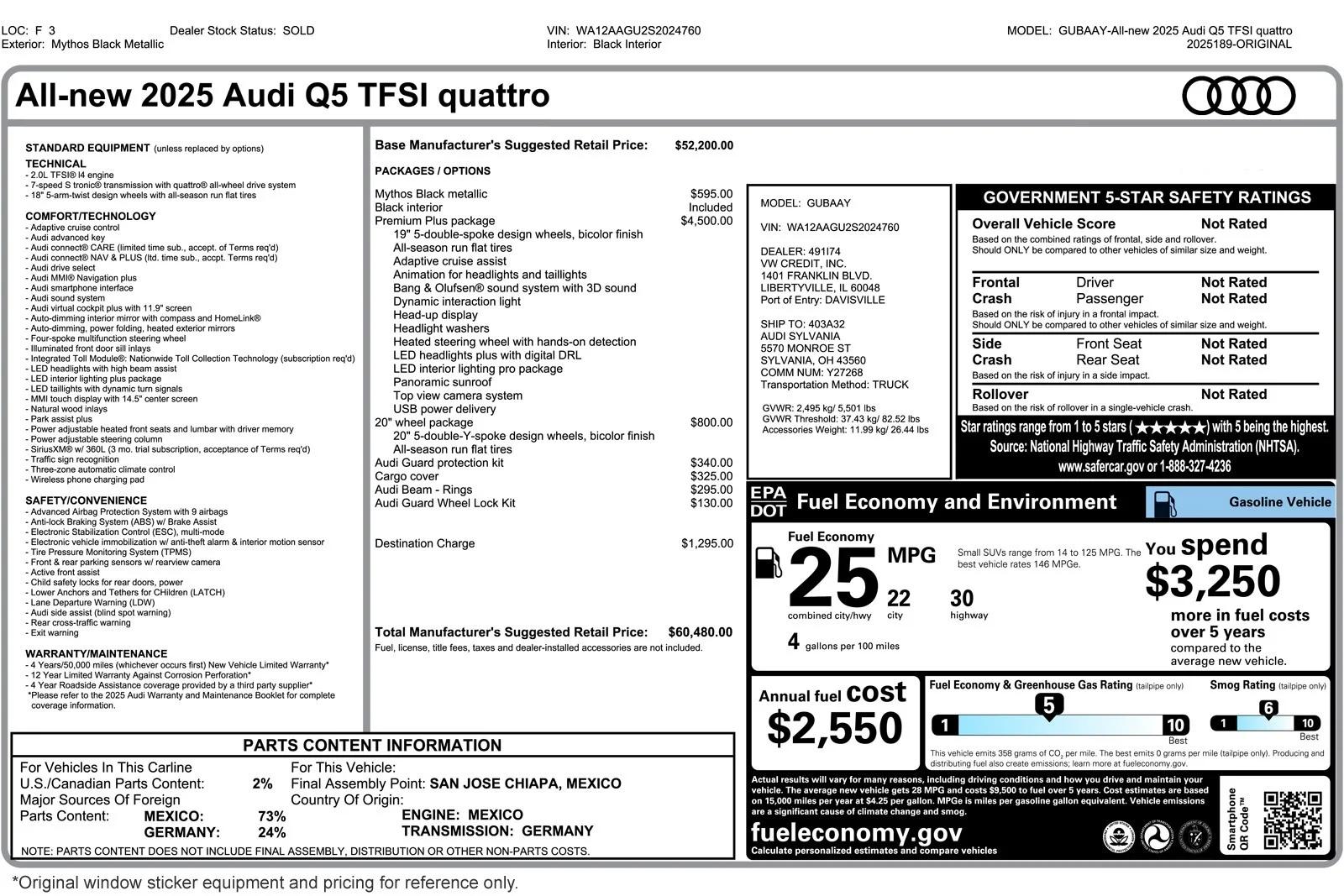 audi new q5 2025 WA12AAGU2S2024760 image audi new q5 2025 WA12AAGU2S2024760 image